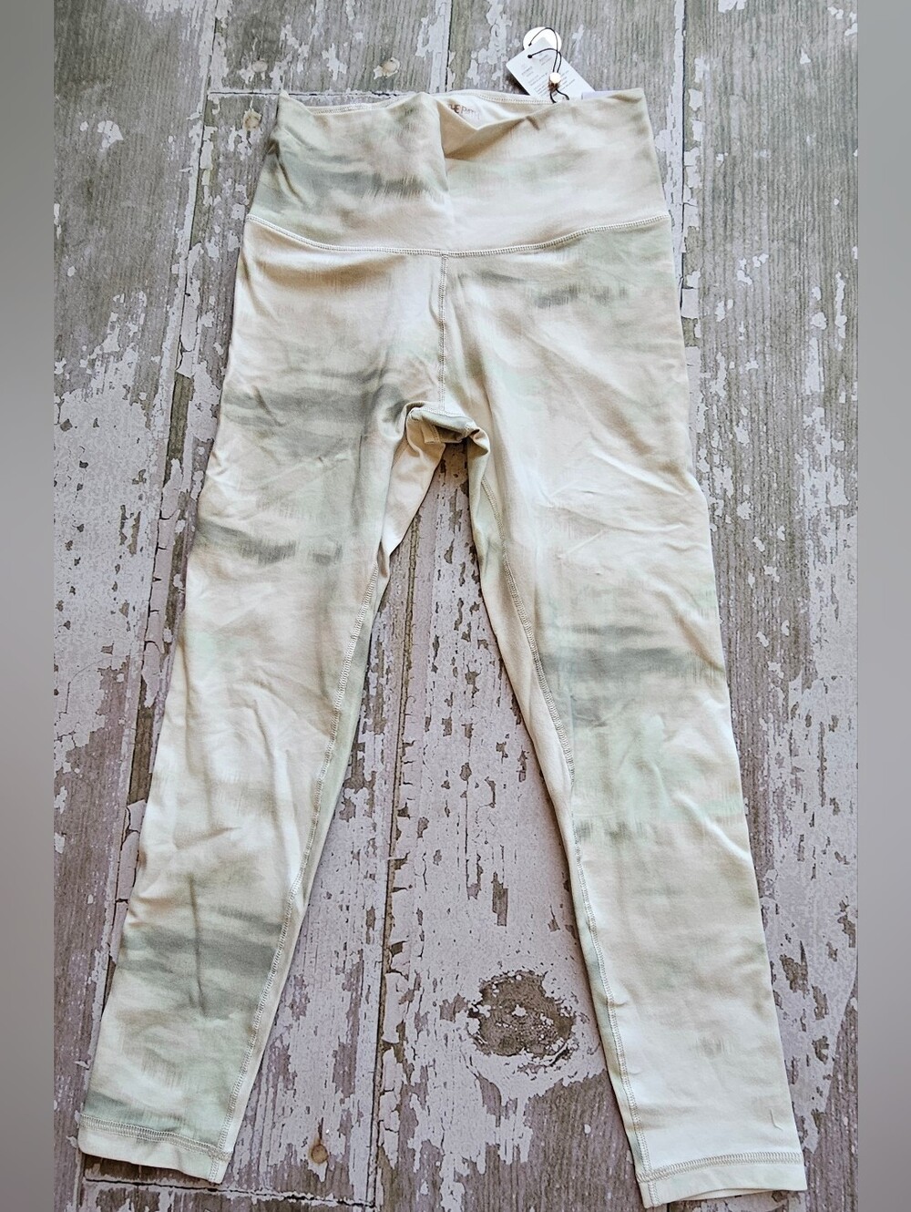 Ladies  Cream & Light Green Tie-Dye Leggings - Brand Unspecified